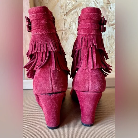 Aerosoles Fringe Suede Ankle Booties Size 7.5 Zip Up - Picture 7 of 8